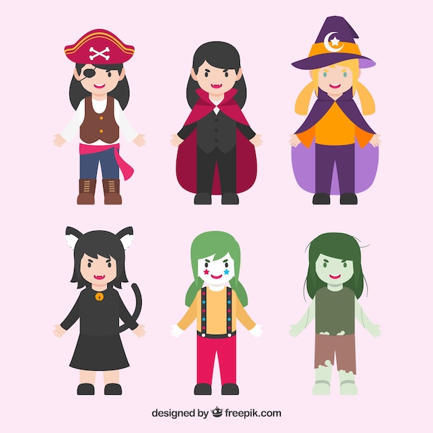 Vector gratuito pack de personajes de niños disfrazados