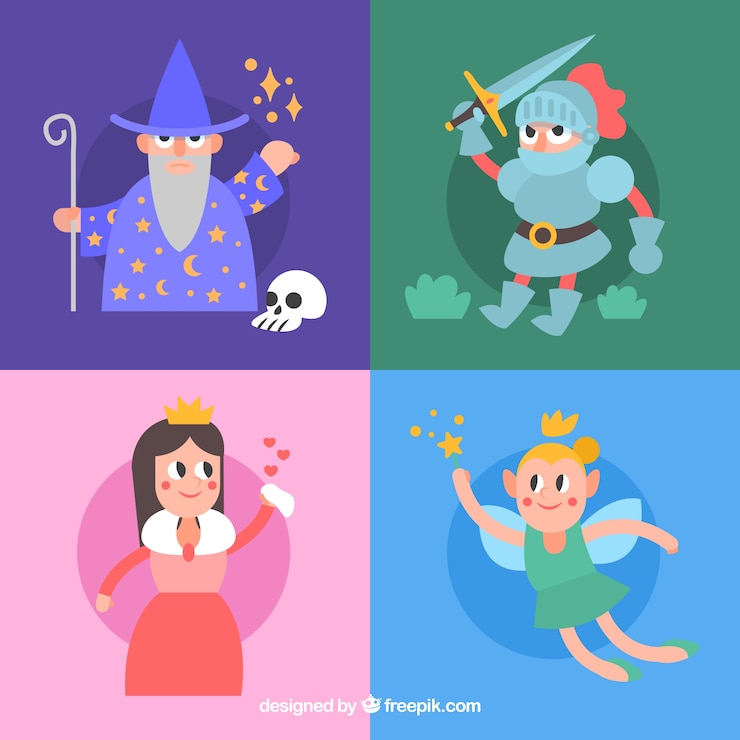 Vector gratuito pack de personajes planos de historias