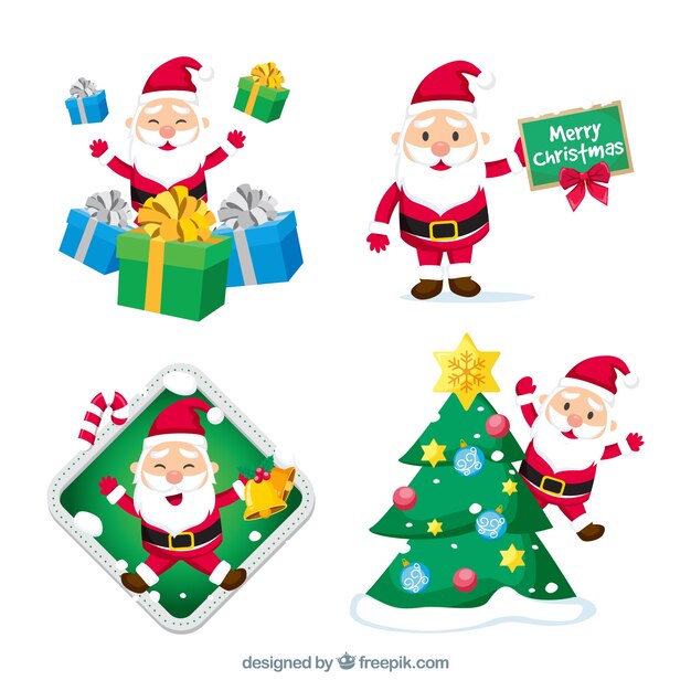 Pack de personajes de santa claus con accesorios