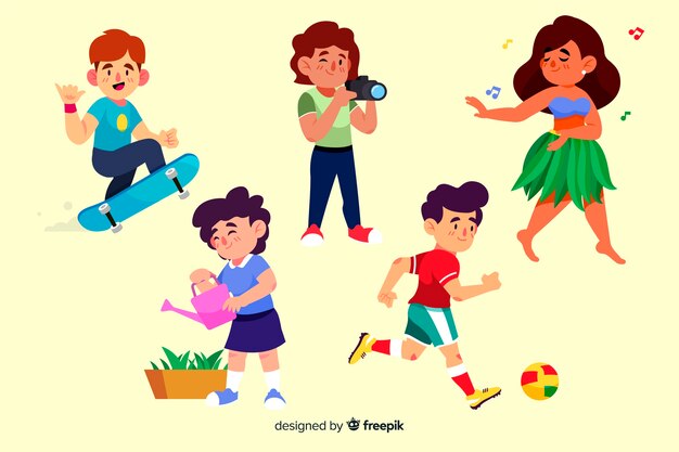 Pack de personas disfrutando de sus aficiones.