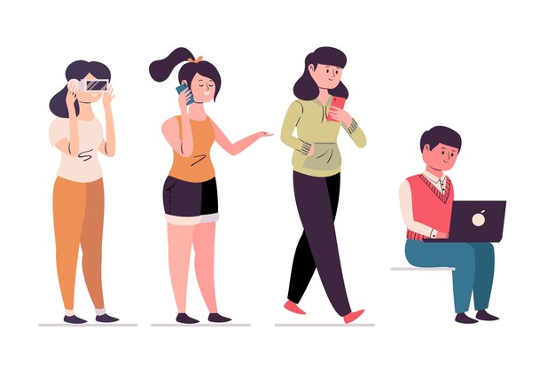 Pack personas con dispositivos tecnológicos