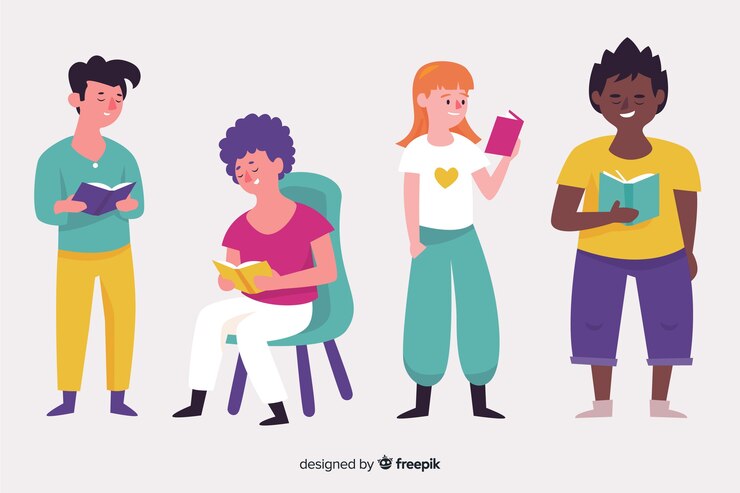 Vector gratuito pack de personas ilustradas estudiando