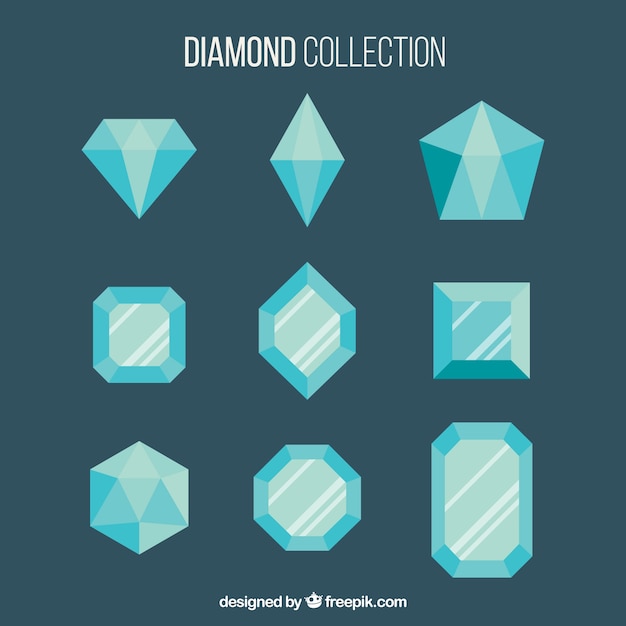 Vector gratuito pack de piedras preciosas azules en diseño plano