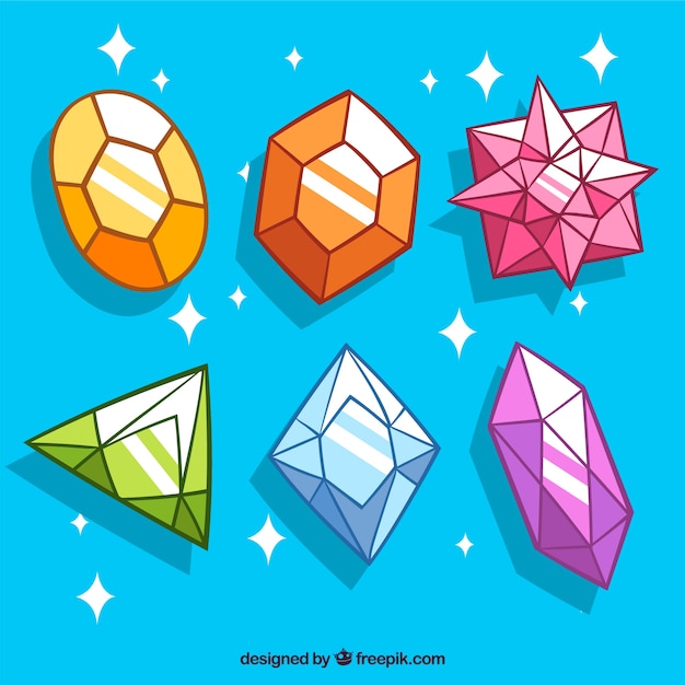 Vector gratuito pack de piedras preciosas de colores