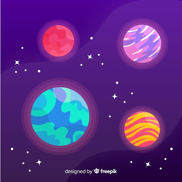 Pack de planetas dibujados a mano