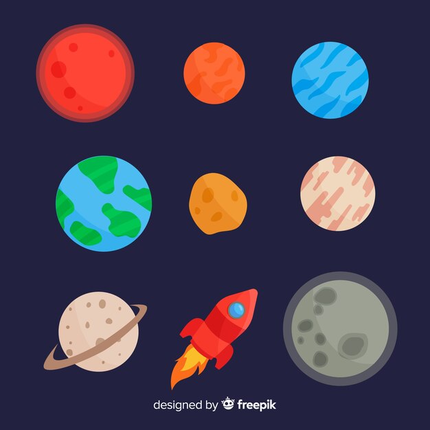 Pack de planetas de diseño plano