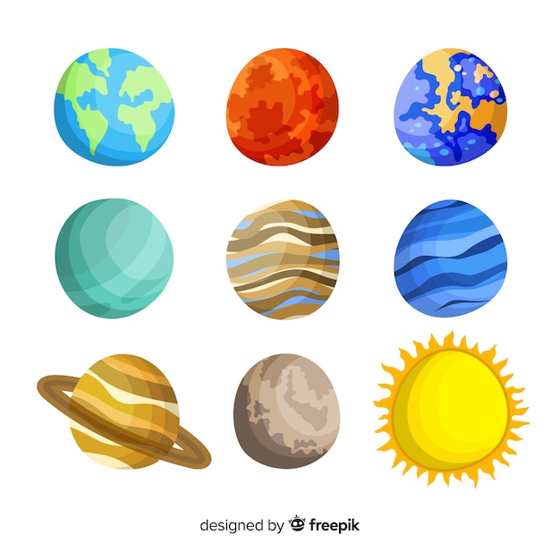 Vector gratuito pack de planetas de la vía láctea