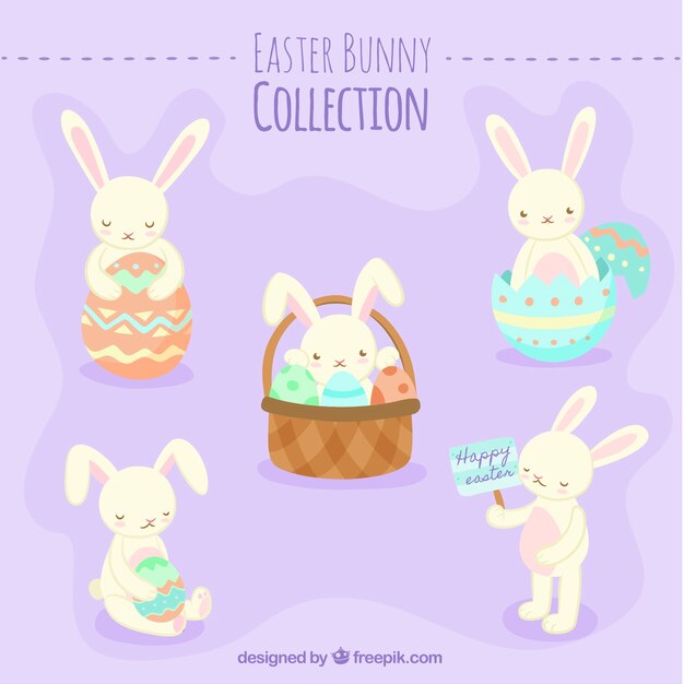 Pack plano de cinco conejos de pascua