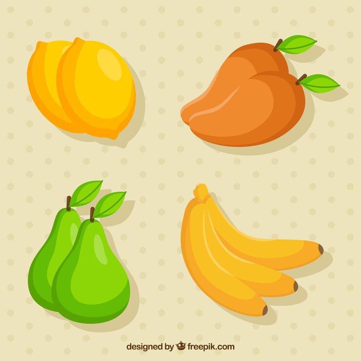 Vector gratuito pack plano de frutas deliciosas