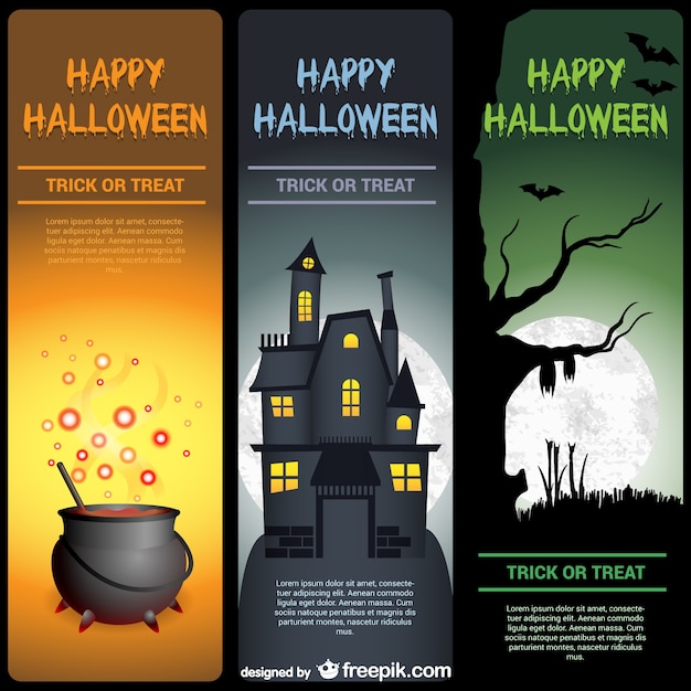 Vector gratuito pack de plantillas de banners para halloween