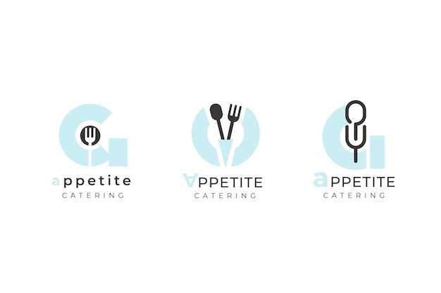 Pack de plantillas de logotipos de catering plano