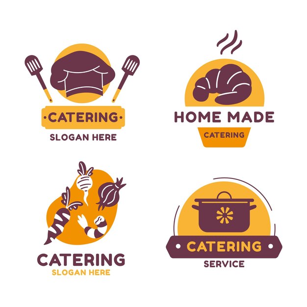 Pack de plantillas de logotipos de catering plano