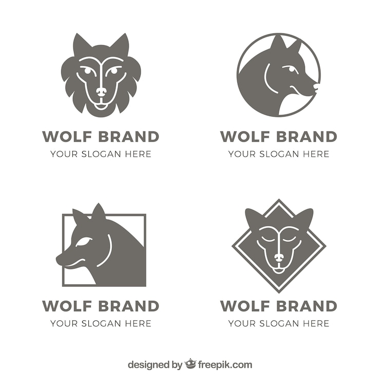 Vector gratuito pack de plantillas de logotipos de lobos 