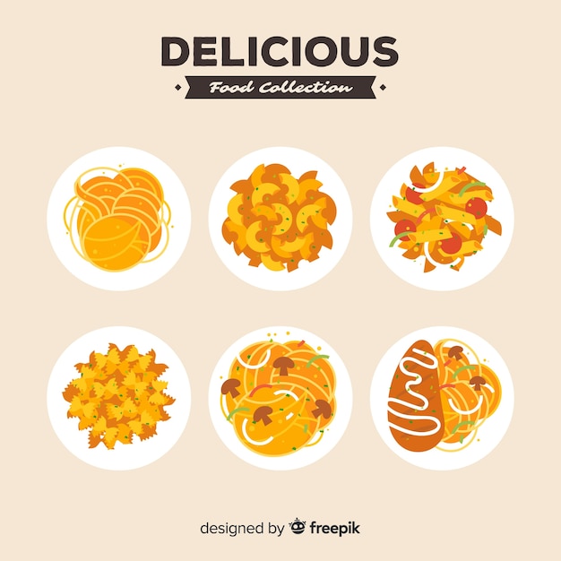 Vector gratuito pack platos de comida deliciosa