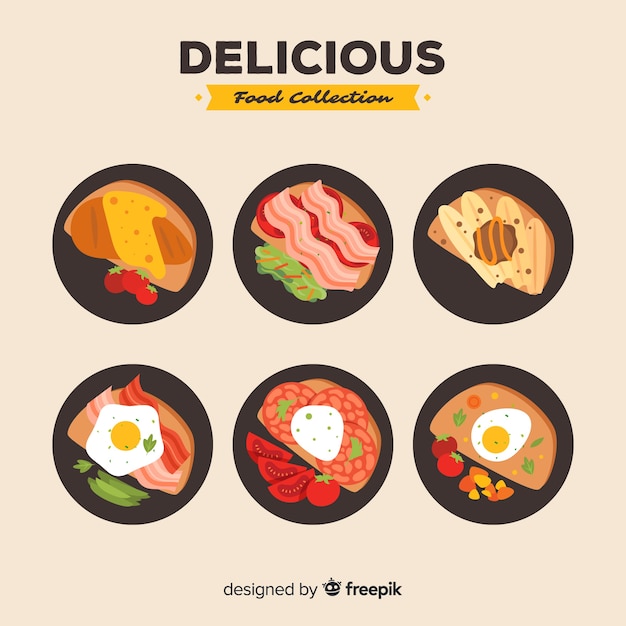 Vector gratuito pack platos de comida deliciosa