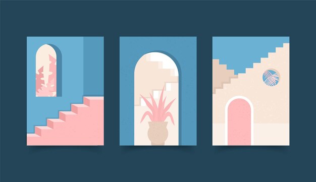 Pack de portadas de arquitectura minimalista