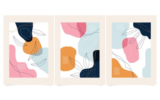 Pack de portadas de arte abstracto dibujado a mano