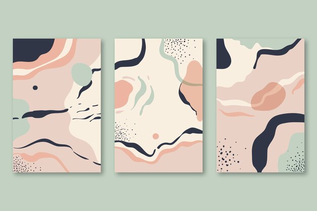 Pack de portadas de formas abstractas dibujadas a mano