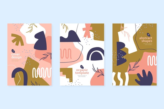 Pack de portadas de formas abstractas dibujadas a mano