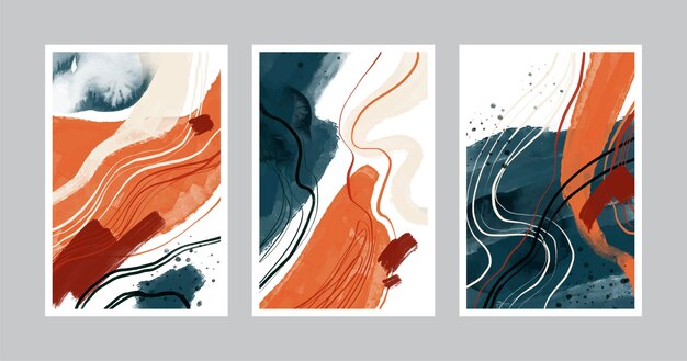 Pack de portadas de formas abstractas dibujadas a mano