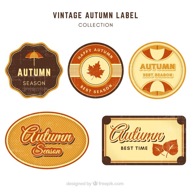 Pack retro de etiquetas vintage de otoño