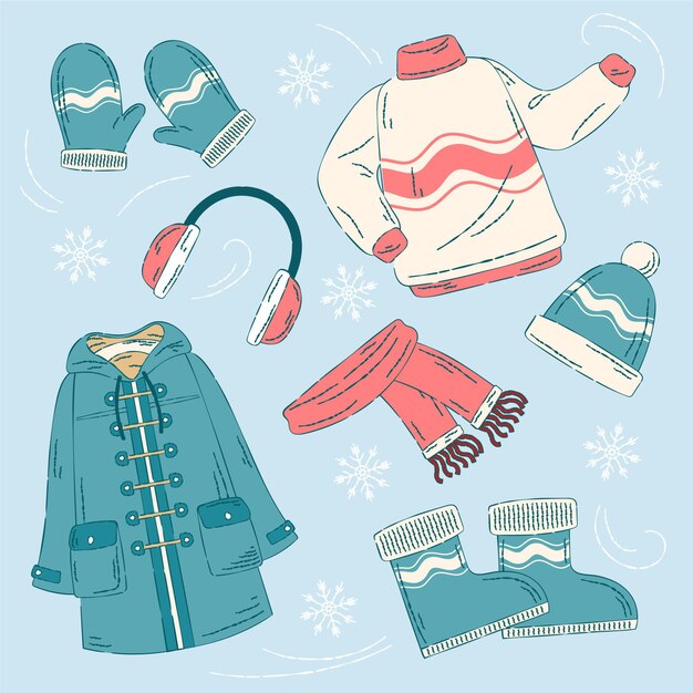Pack de ropa de invierno acogedora dibujada y básicos