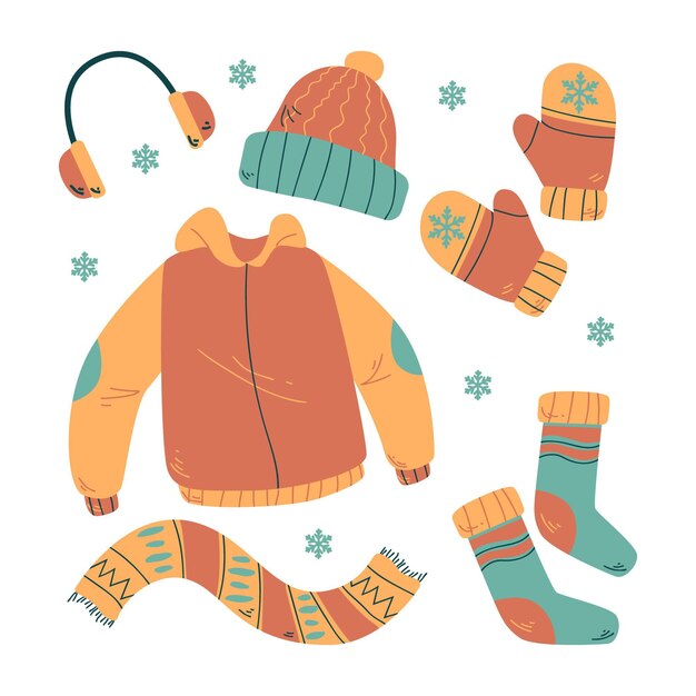 Pack de ropa de invierno dibujada