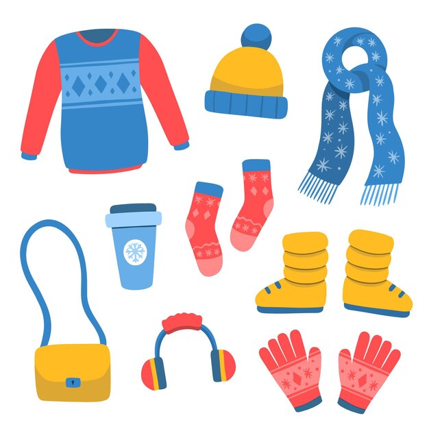 Pack ropa de invierno dibujada