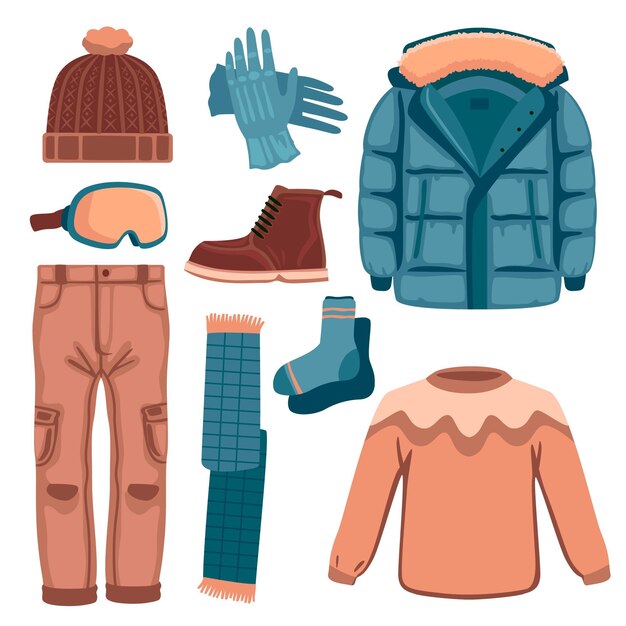 Pack ropa de invierno dibujada