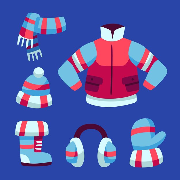 Pack ropa de invierno de diseño plano