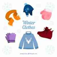 Vector gratuito pack de ropa de invierno flat