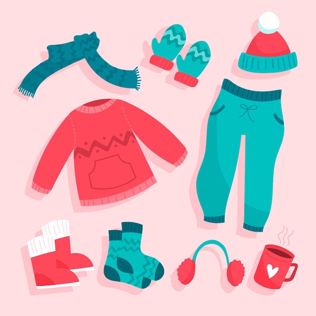 Pack de ropa de invierno ilustrada