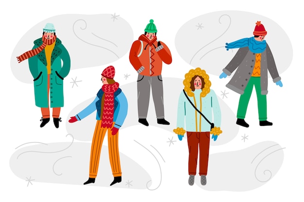 Vector gratuito pack de ropa de invierno para personas