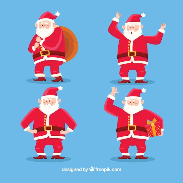 Vector gratuito pack de santa claus en diferentes poses