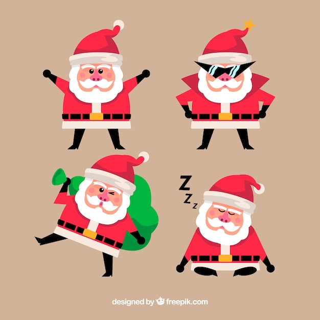 Vector gratuito pack de santa claus moderno