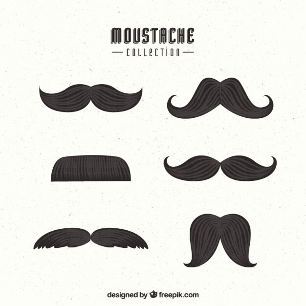 Pack de seis bigotes en estilo vintage