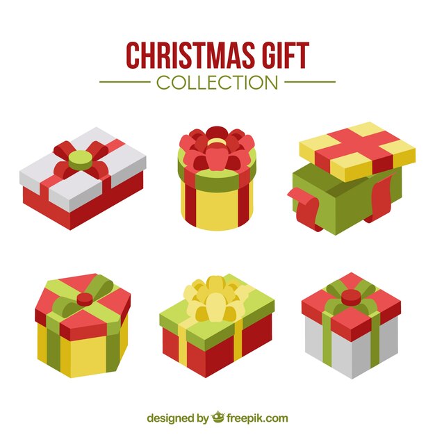 Pack de seis cajas de regalo navideños elegantes