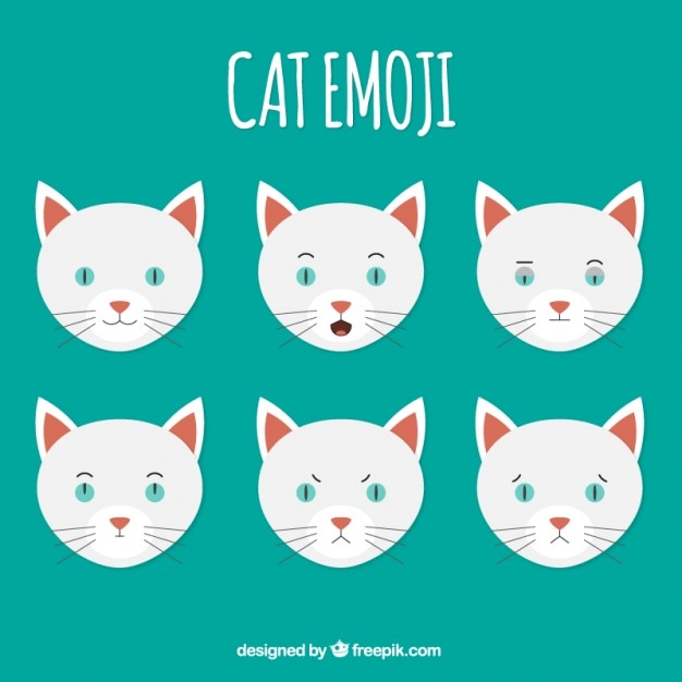 Vector gratuito pack de seis emoticonos de gato