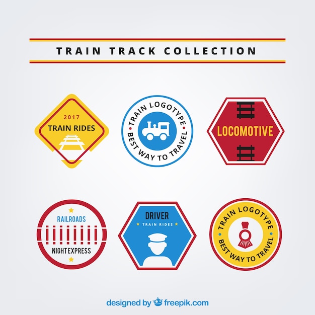 Vector gratuito pack de seis logos de trenes con geniales diseños