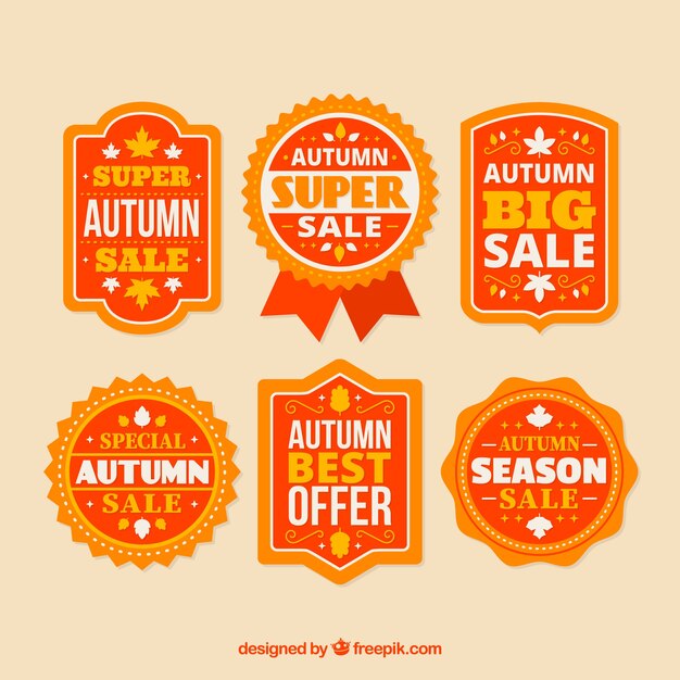 Pack de seis pegatinas de descuento de otoño 