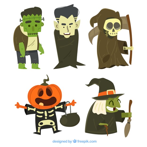 Pack de seis personajes graciosos de halloween 