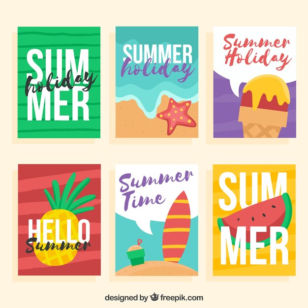 Pack de seis tarjetas de verano