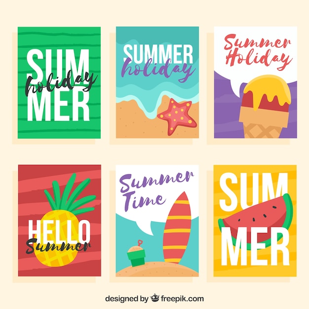 Pack de seis tarjetas de verano