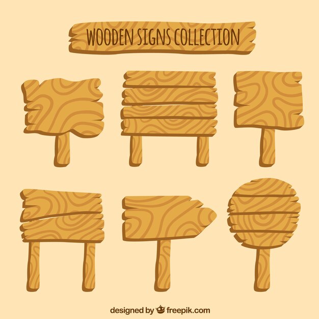 Pack de señales de madera dibujadas a mano