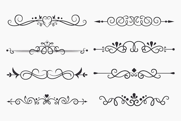 Vector gratuito pack de separadores ornamentales caligráficos