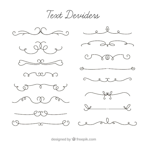 Pack de separadores de texto dibujados a mano 