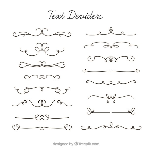 Pack de separadores de texto dibujados a mano 