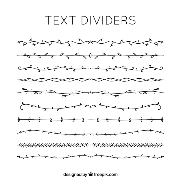 Vector gratuito pack de separadores de texto florales dibujados a mano