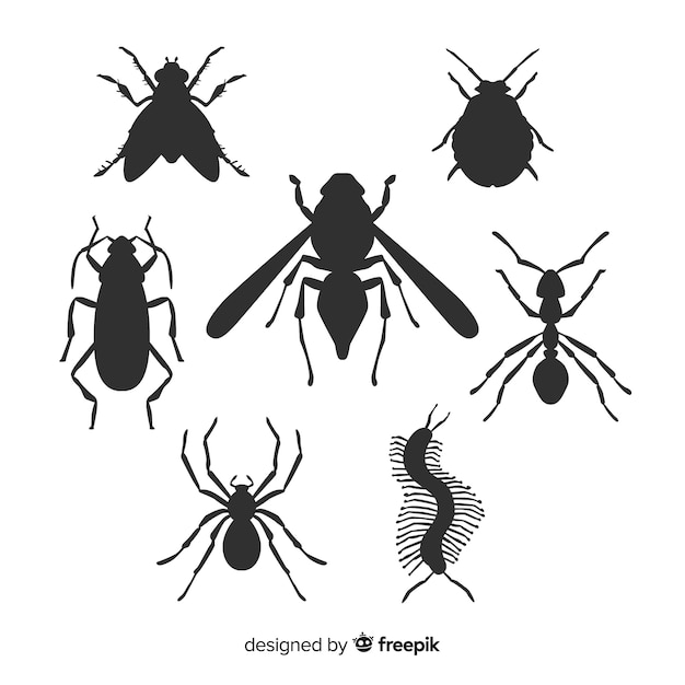 Vector gratuito pack siluetas insectos