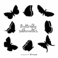 Vector gratuito pack siluetas de mariposas